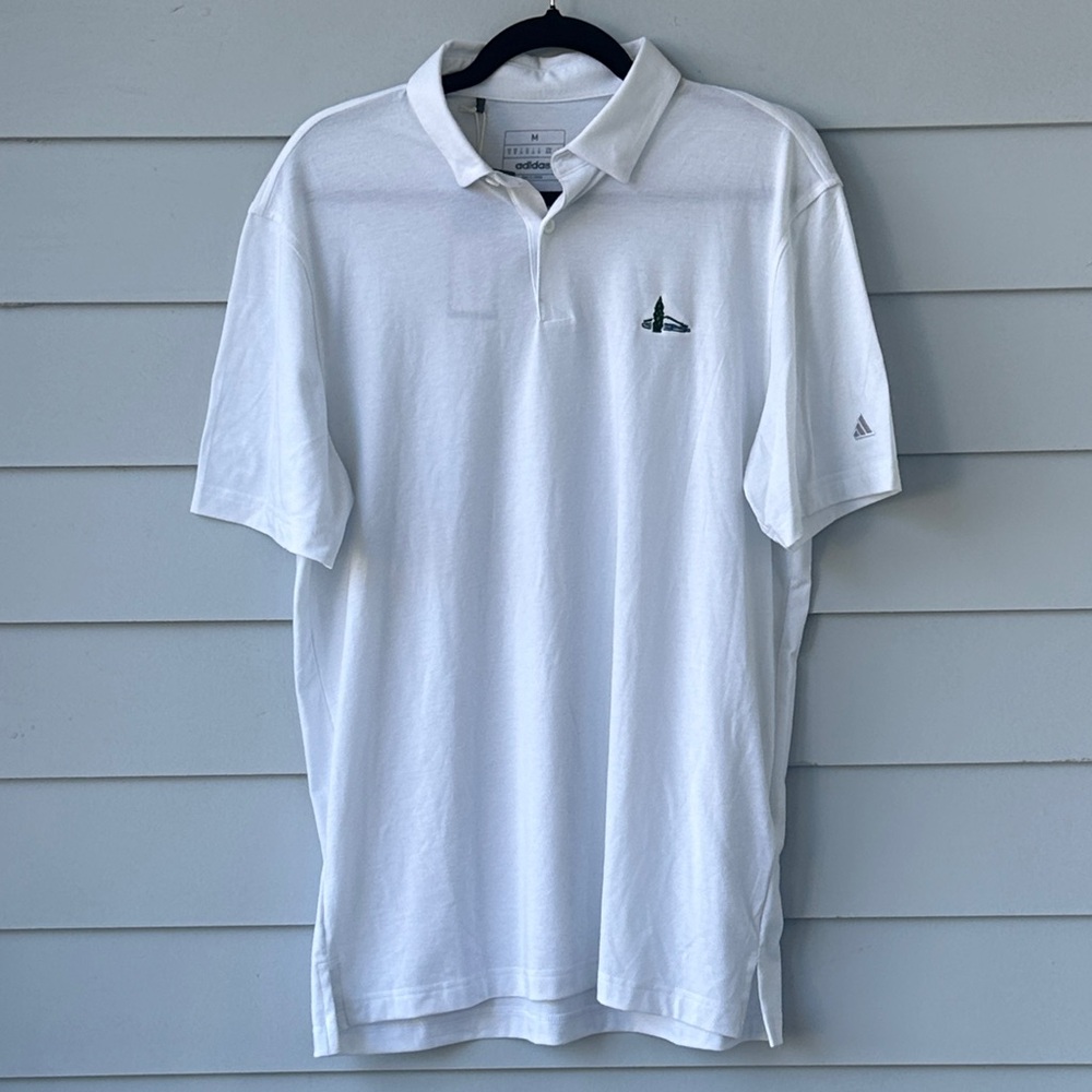 NWT Men’s Adidas White Go To Polo Shirt w/ Logos